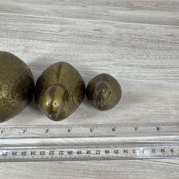 Vintage Solid Brass Quail Figurines Set of 3 MCM Boho Decor - Picture 10 of 11
